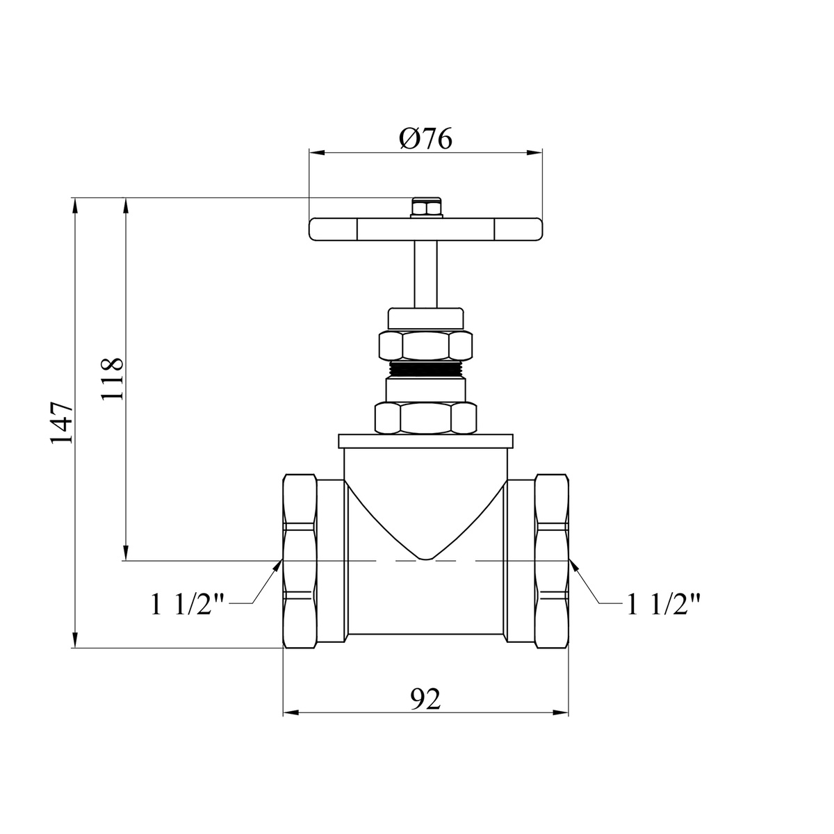 Вентиль LEXLINE УК1124-ПА 1 1/2" вн-вн PN16бар CV030257