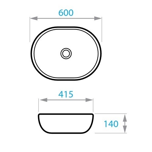 Умивальник накладний KOLLER POOL ROUND 600x415x140мм овальний чорний RN-0600-WB-MB