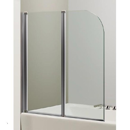 Шторка скляна для ванної універсальна дві секції розпашна 138см x 120см EGER стекло прозрачное 5мм профиль білий 599-121W