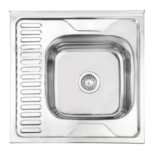 Мийка на кухню сталева квадратна накладна LIDZ 600мм x 600мм глянцева 0.6мм із сифоном LIDZ6060RPOL06