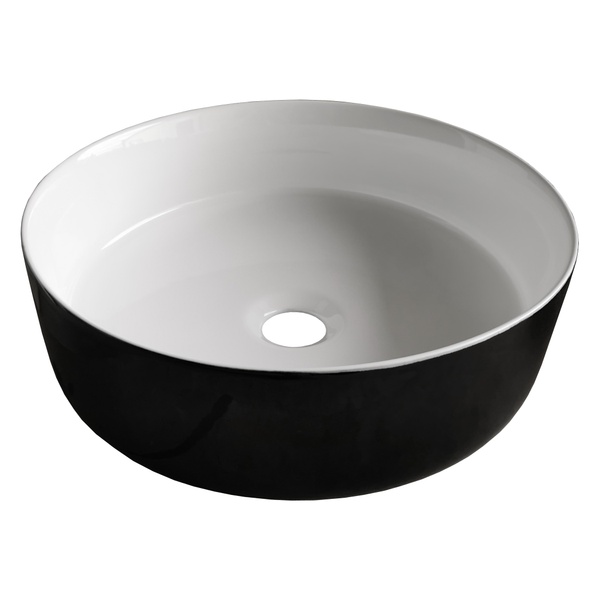 Раковина чаша накладна на стільницю для ванної 360мм x 360мм VOLLE чорний кругла 13-40-333B&W