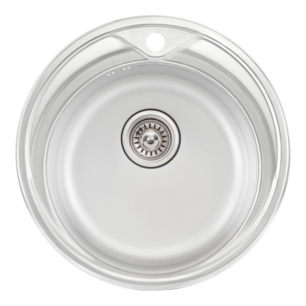 Мийка на кухню сталева кругла Q-TAP 510мм x 510мм матова 0.8мм із сифоном QTD510SAT08