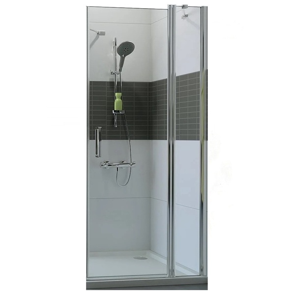 Двері скляні для душової ніші універсальні розпашні двосекційні HUPPE Classics 2 190x80см прозоре скло 6мм профіль хром C23101.069.321