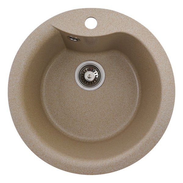 Мийка для кухні гранітна кругла PLATINUM 480 TURAS 480x480x220мм без сифону бежева PLS-A25043