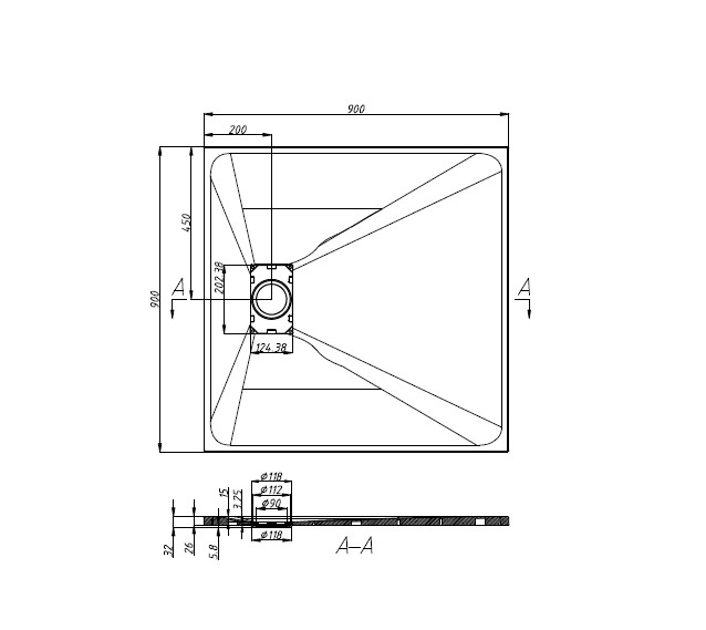 Поддон для душевой кабины ASIGNATURA Tinto 90x90x4см квадратный композитный c сифоном белый 49837004