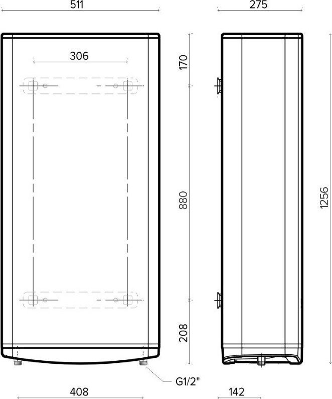 Бойлер електричний універсальний 100л ARISTON Velis Tech мокрий тен 3кВт 1256x511x275мм 3100919