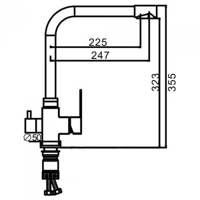 Кран кухонный с краном для фильтрованной водой FRAP F43899-2 сатин нержавеющая сталь 1036517
