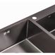 Кухонная мойка из нержавеющей стали прямоугольная врезная под столешницу Q-TAP 430мм x 780мм матовая 2.7мм черный на две чаши с сифоном QTS7843BRPVD10 6 из 7