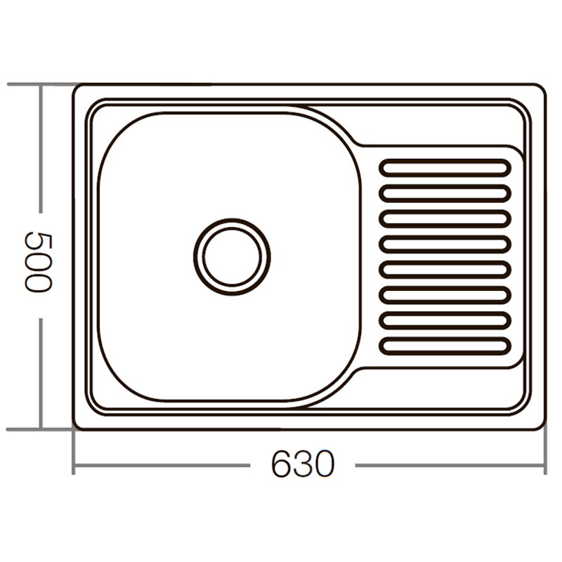 Мойка для кухни из нержавеющей стали прямоугольная ZERIX Z6350-06-160D 630x500x160мм микротекстура 0.6мм с сифоном ZM0562