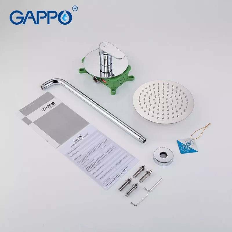 Душова система прихованого монтажу GAPPO із верхнім душем латунна хром G7101