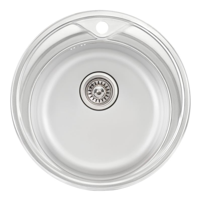 Мийка на кухню сталева кругла Q-TAP 510мм x 510мм матова 0.8мм із сифоном QTD510SAT08
