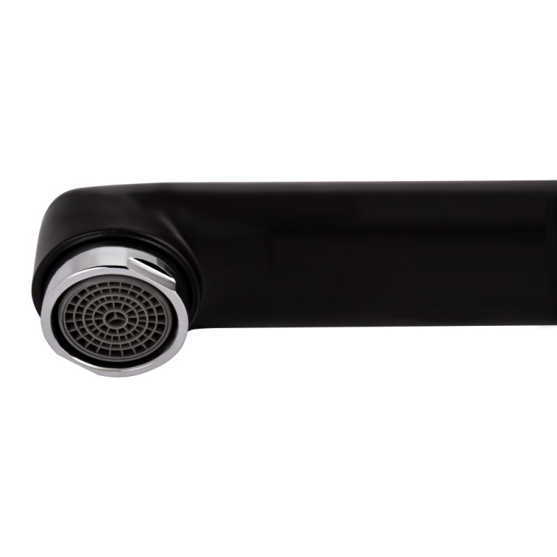 Змішувач у ванну однозахватний із довгим виливом Q-TAP Grand чорний латунь QTGRABCR005