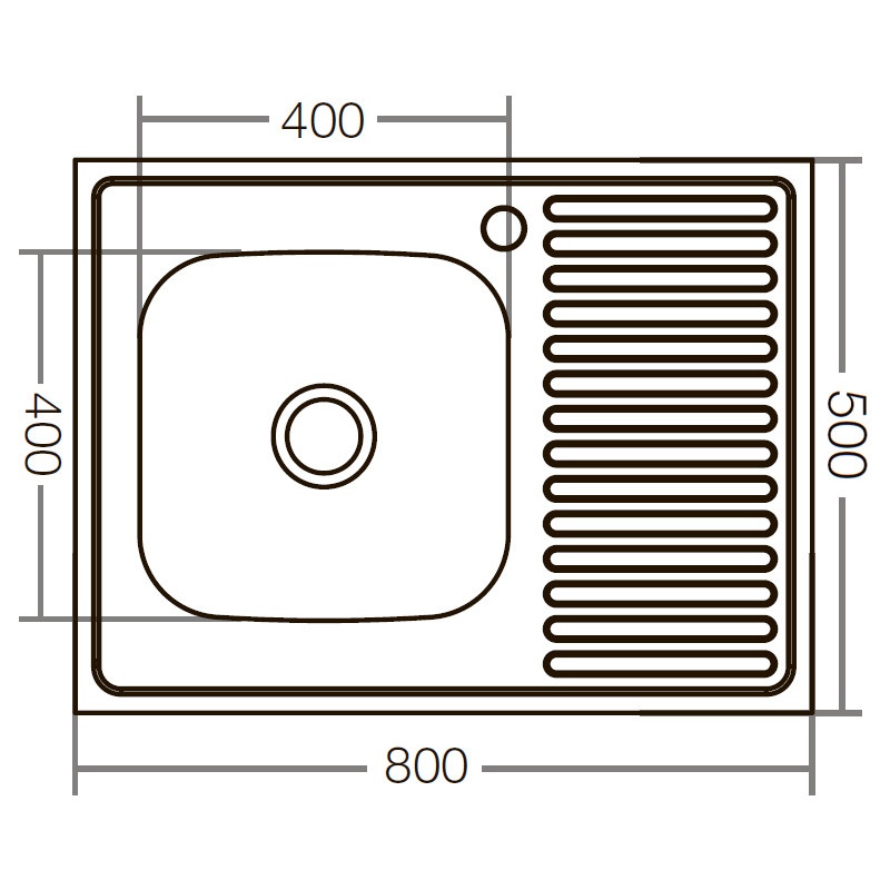 Мойка для кухни из нержавеющей стали прямоугольная накладная ZERIX Z8050L-04-160E 800x500x160мм матовая 0.4мм без сифона ZX1614