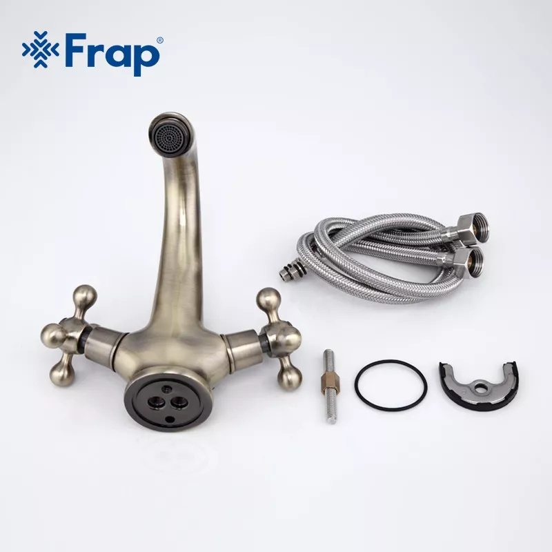 Змішувач для умивальника двовентильний FRAP бронзовий латунь F1019-4