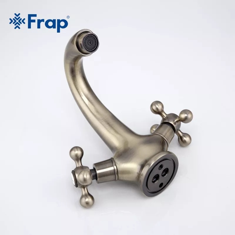 Cмеситель для умывальника двухвентильный FRAP бронзовый латунь F1019-4