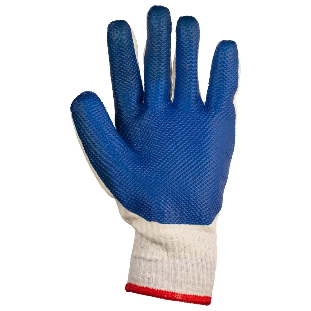 Перчатки трикотажные стекольщика с двойным латексным покрытием усиленные р10 (синий манжет) SIGMA (9445331)