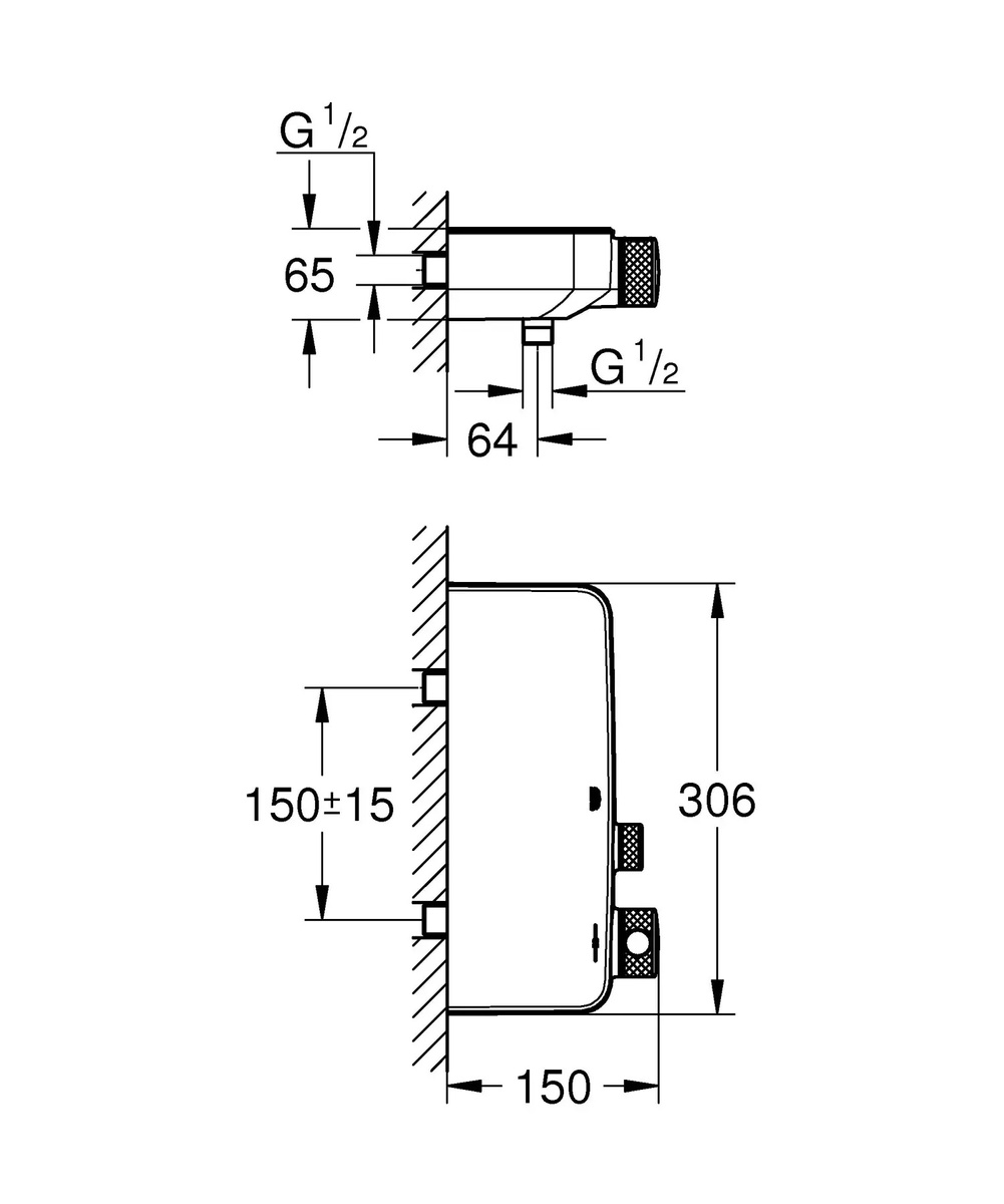 Змішувач у душ термостатичний GROHE GRT SmartControl хром латунь без душового набору 34719000