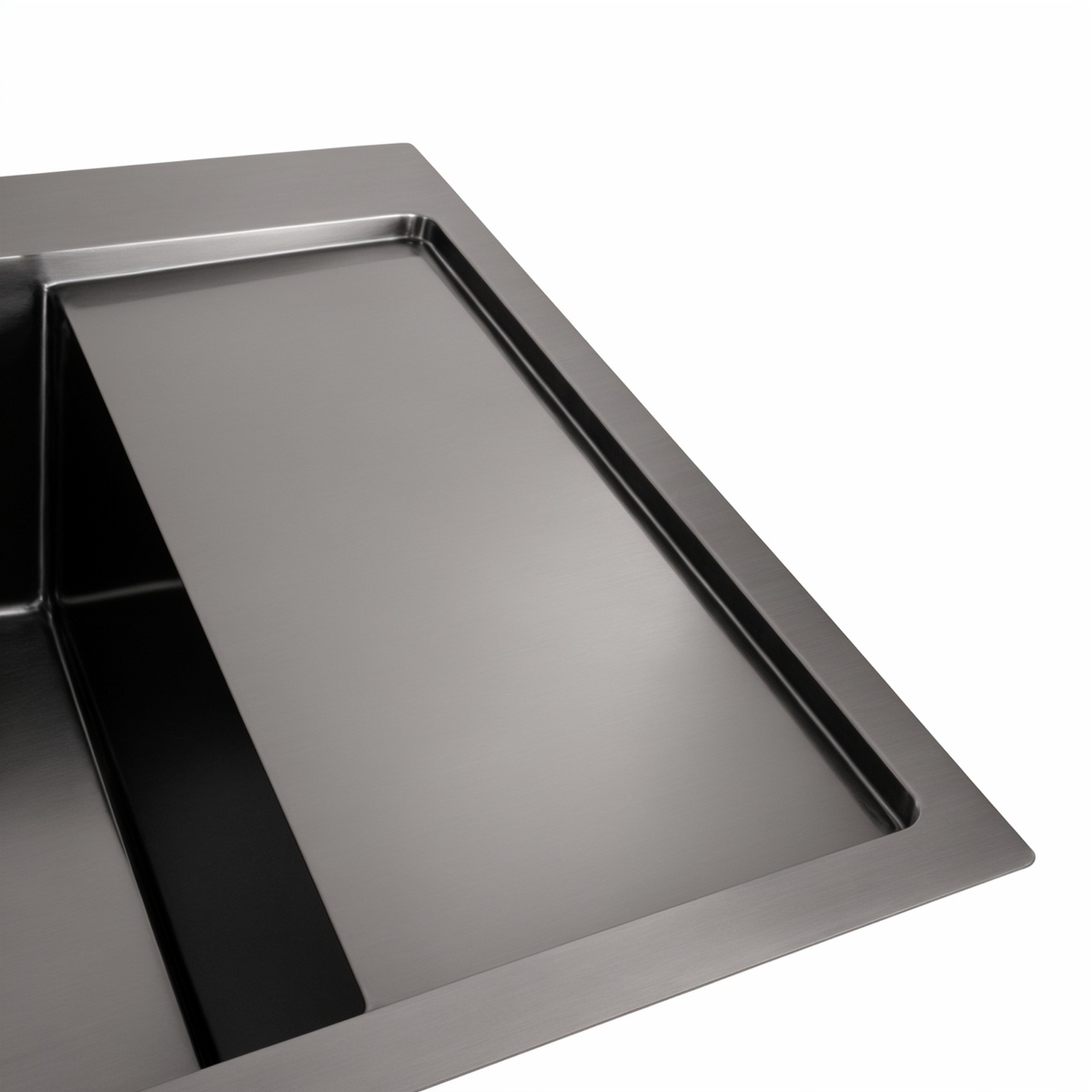 Мойка для кухни из нержавеющей стали прямоугольная PLATINUM Handmade L 650x500x230мм глянцевая 1мм черная с сифоном PLS-A37030