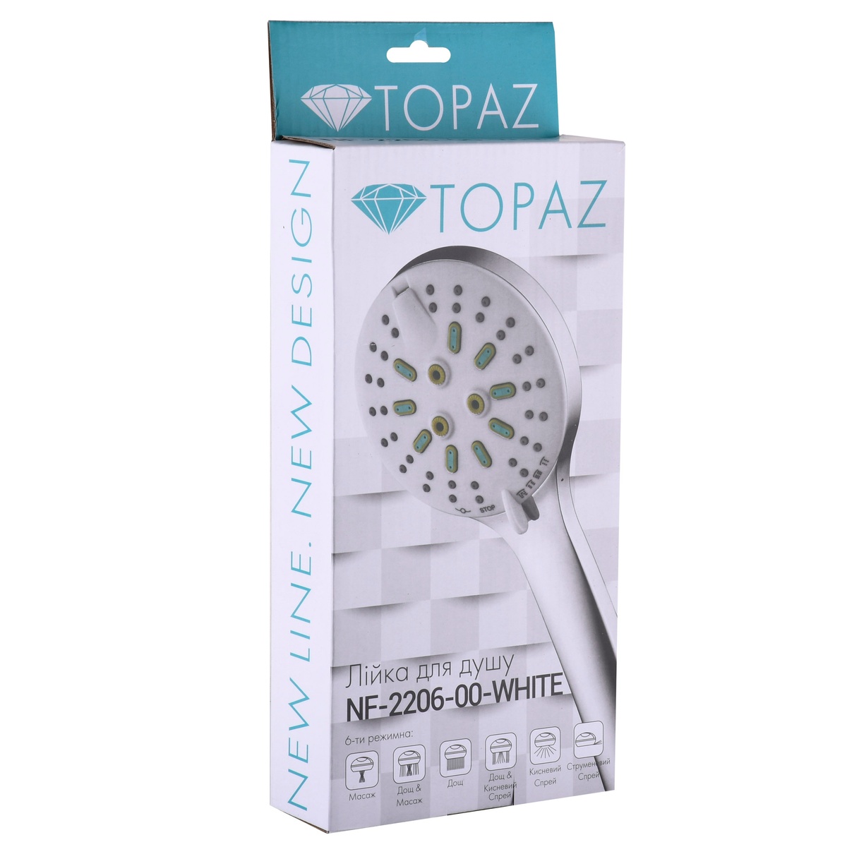 Душова лійка TOPAZ NF-2206-00-WHITE багаторежимна 110мм пластикова біла 000025160