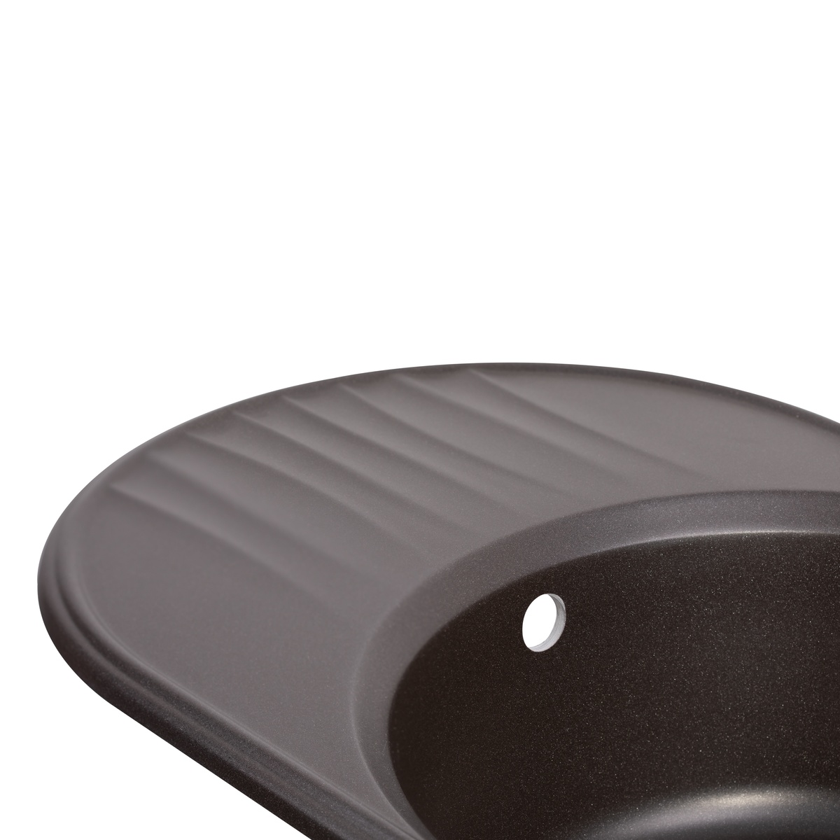 Мийка на кухню гранітна овальна Q-TAP CS 510мм x 740мм коричневий із сифоном QT7451COF551