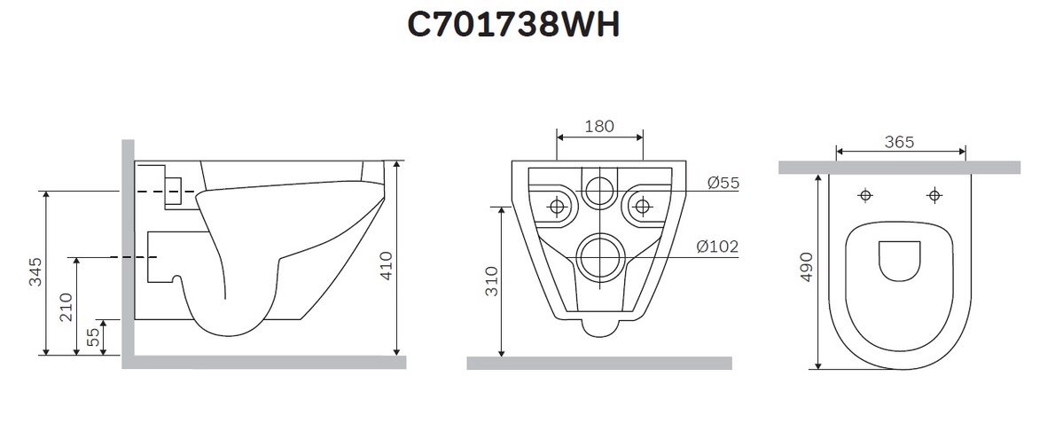 Унитаз подвесной для инсталляции белый AM.PM Spirit 2.0 с сиденьем с микролифтом C701738SC
