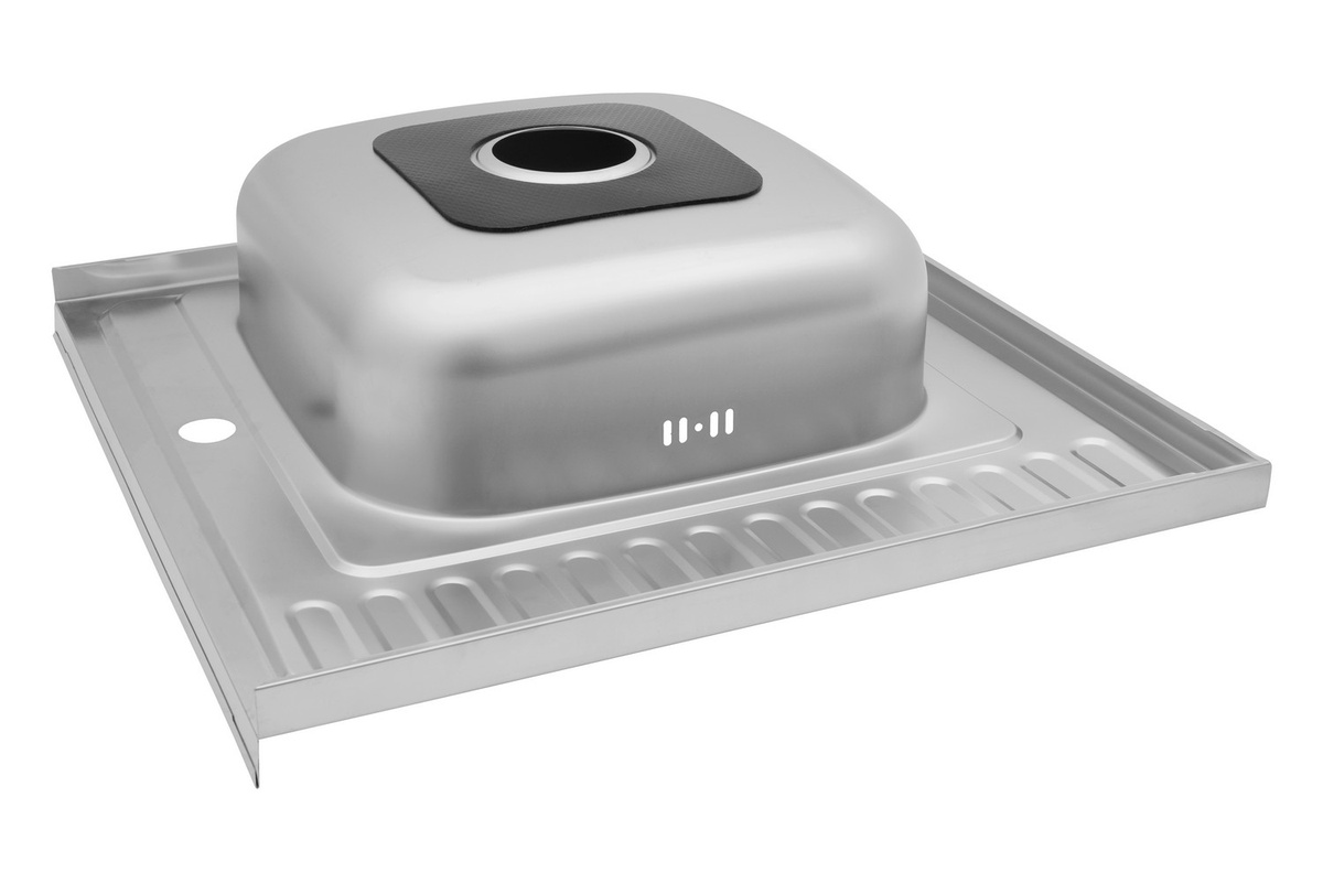 Мийка для кухні із нержавіючої сталі квадратна накладна KRONER KRP 600x600x160мм матова 0.6мм із сифоном CV022823
