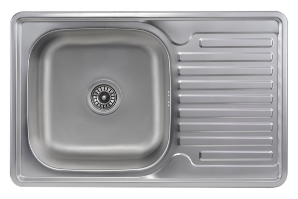 Мийка для кухні із нержавіючої сталі прямокутна PLATINUM 7850 780x500x180мм матова 0.8мм із сифоном PLS-A19083