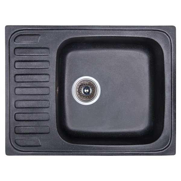 Мийка на кухню композитна прямокутна COSH 635мм x 485мм чорний із сифоном COSH6449K420