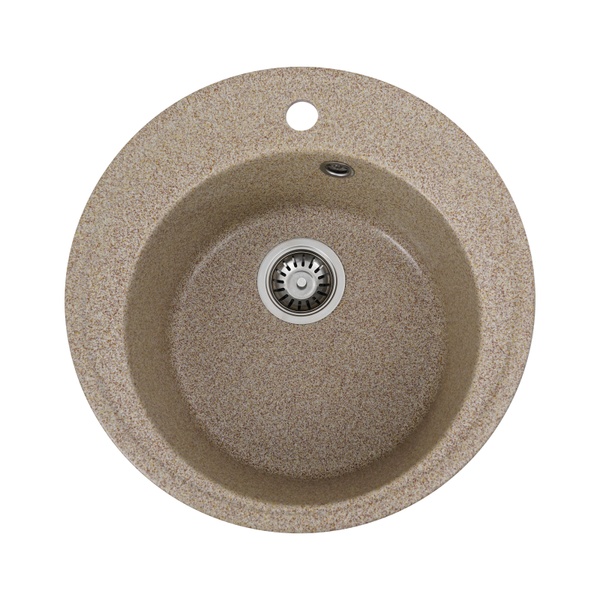 Мийка для кухні гранітна кругла PLATINUM 510 YARA 510x510x180мм без сифону коричнева PLS-A24807