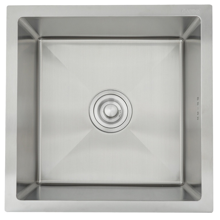 Мийка для кухні із нержавіючої сталі квадратна GAPPO GS4444 440x440x215мм матова 0.8мм із сифоном в комплекті SQ-1045125