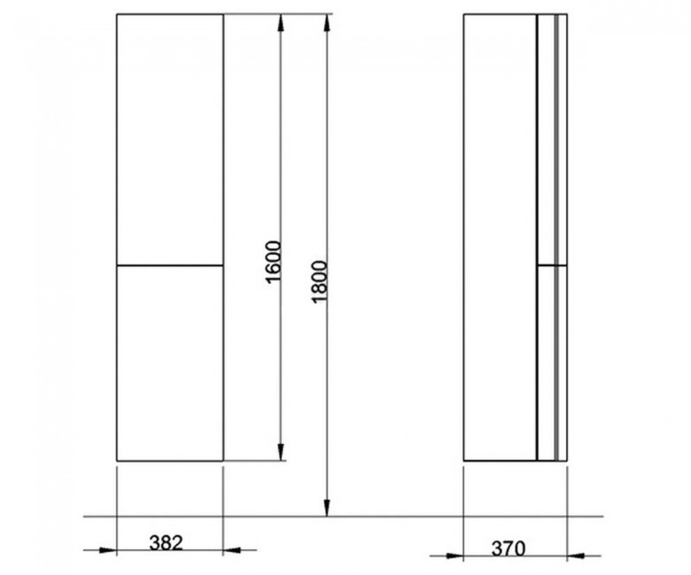 Пенал KOLO Style 38.2x160x37см монтаж на стіну білий 88199-000