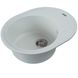Мийка для кухні гранітна овальна PLATINUM 6250 SOUL 620x500x220мм без сифону біла PLS-A25086 4 з 6