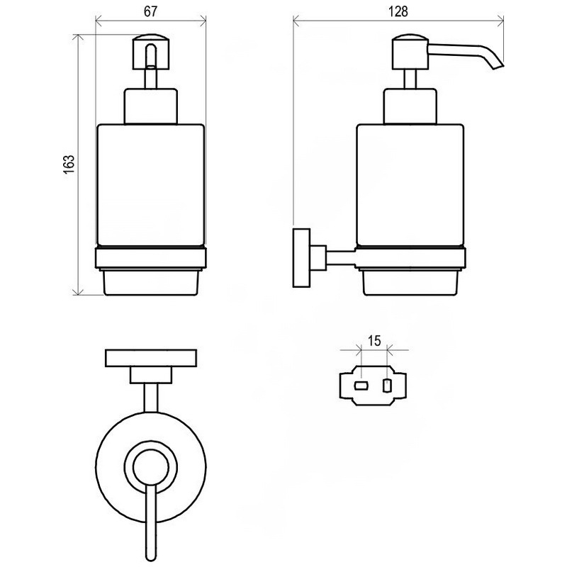 Дозатор для жидкого мыла RAVAK настенный на 200мл округлый стеклянный хром X07P223