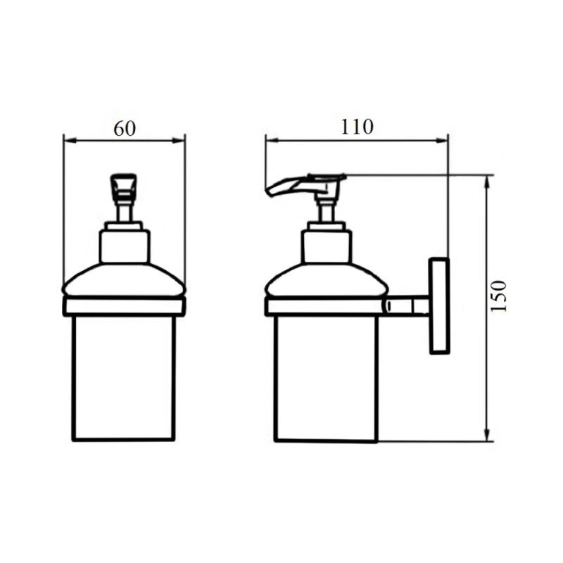 Дозатор для жидкого мыла COSH 81 COSHCRMS81612 настенный на 200мл прямоугольный стеклянный хром
