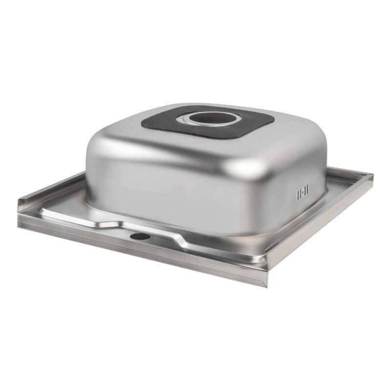 Мийка на кухню сталева квадратна накладна LIDZ 500мм x 500мм матова 0.6мм із сифоном LIDZ5050SAT06