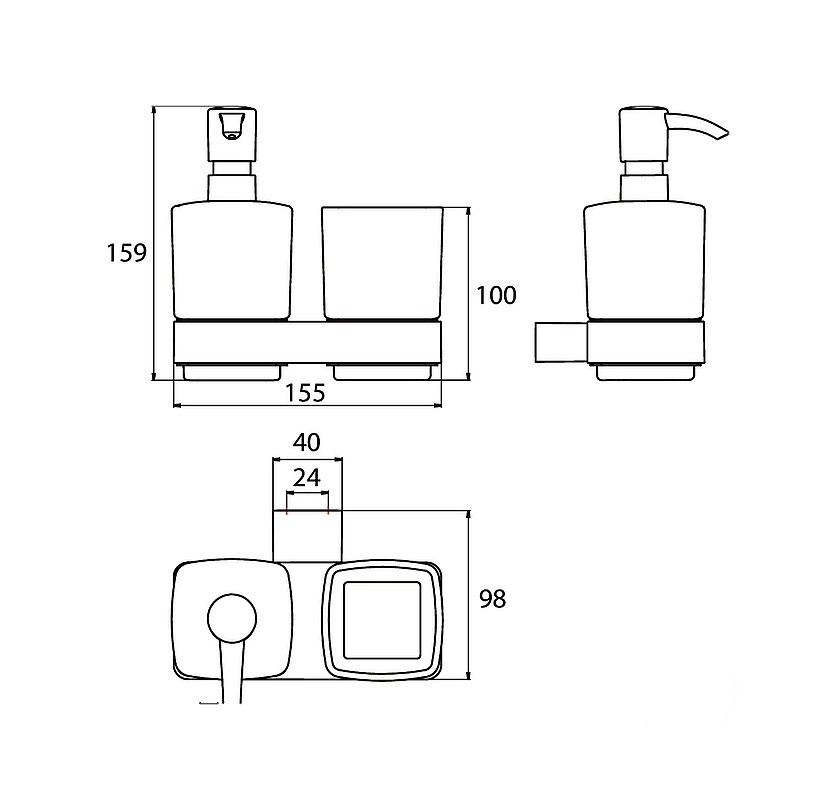 Набір аксесуарів для ванної EMCO Loft 0531 001 00 прямокутний скляний хром