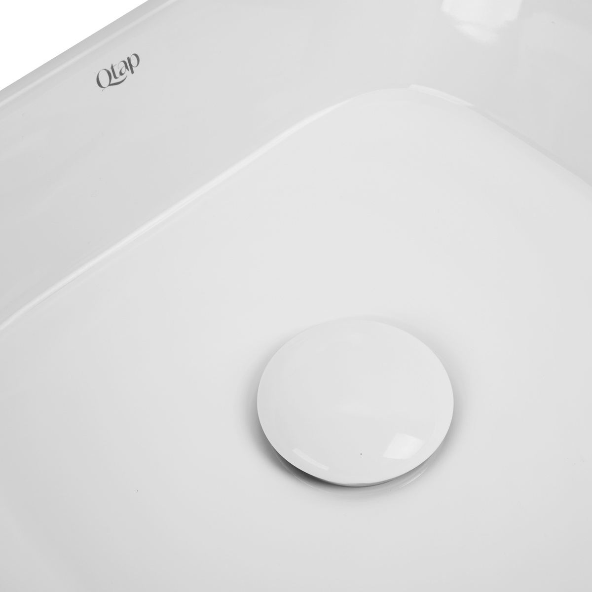 Умывальник накладной на столешницу для ванной 400мм x 355мм Q-TAP Scorpio белый прямоугольная QT14112241W