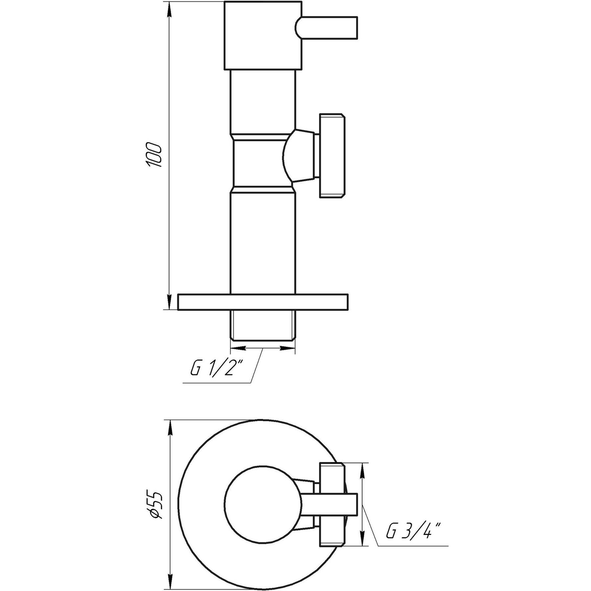 Кран шаровой бытовой SOLOMON Lazer 7076 угловой 1/2"x3/4" нр-нр 000004157