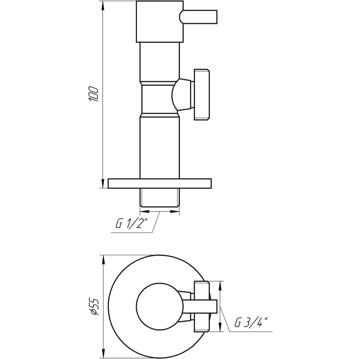 Кран кульовий побутовий SOLOMON Lazer 7076 кутовий 1/2"x3/4" зв-зв 000004157