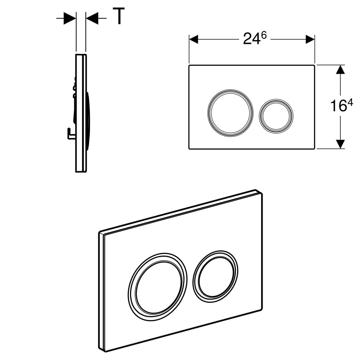 Кнопка зливу для інсталяції GEBERIT Sigma21 скляна подвійна глянцева чорна 115.650.SJ.1