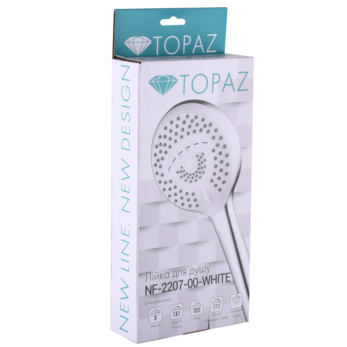 Душова лійка TOPAZ NF-2207-00-WHITE багаторежимна 120мм пластикова біла 000025161