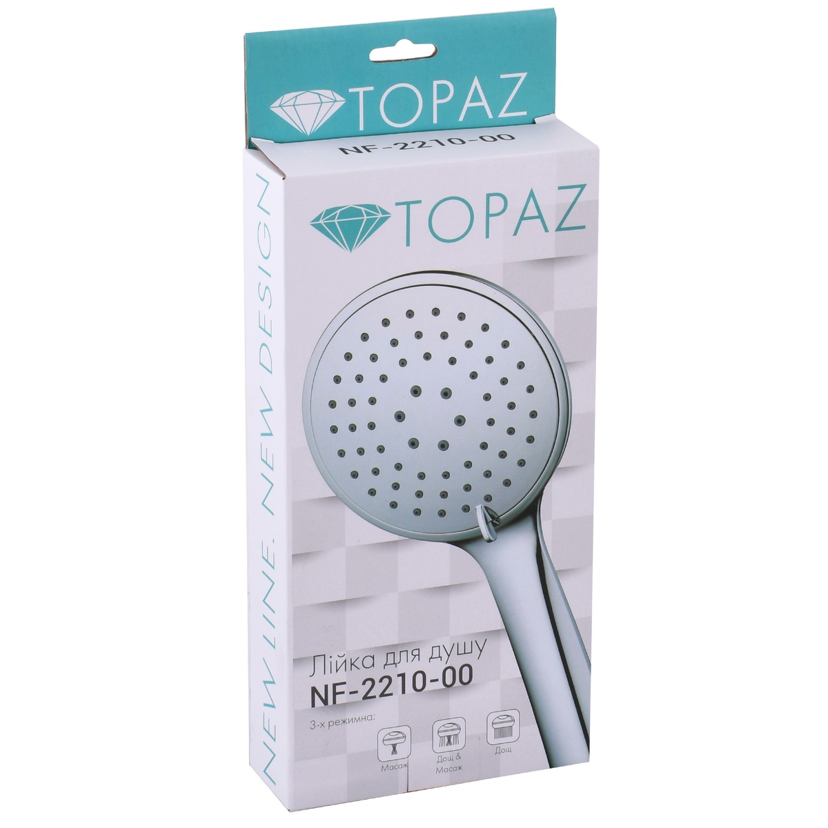Душова лійка TOPAZ NF-2210-00 багаторежимна 120мм пластикова хром 000027025
