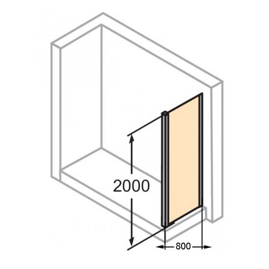 Стенка стеклянная для душа боковая 200x80см HUPPE Classics 2 стекло прозрачное 4мм C25403.123.321