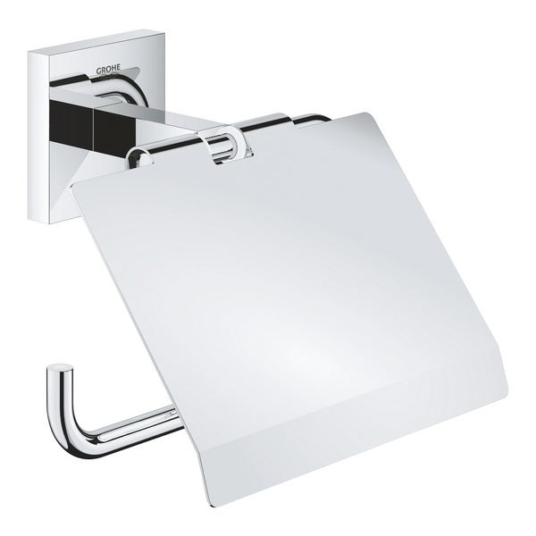 Держатель для туалетной бумаги с крышкой GROHE QuickFix Start Cube прямоугольный металлический хром 41102000