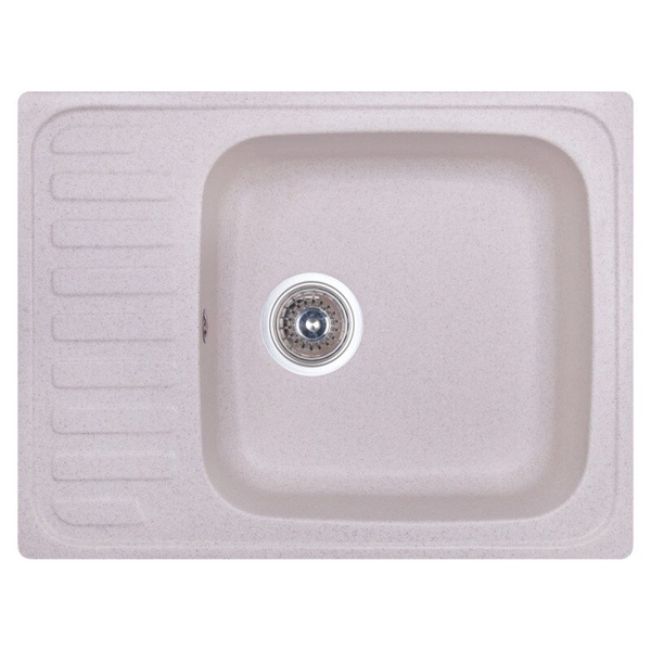 Мийка на кухню зі штучного каміння прямокутна COSH 635мм x 485мм бежевий із сифоном COSH6449K800