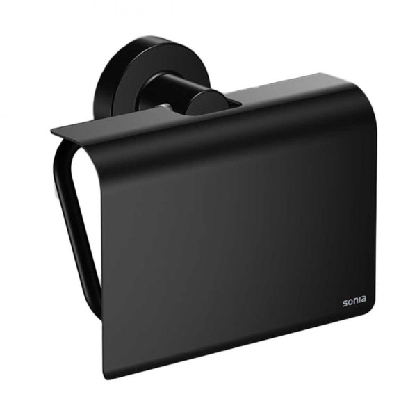 Тримач для туалетного паперу із кришкою SONIA Tecnoproject Black 166282 округлий металевий чорний