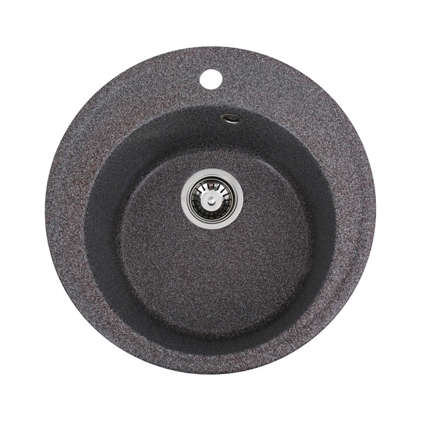 Мийка для кухні гранітна кругла PLATINUM 510 YARA 510x510x180мм без сифону сіра PLS-A24808