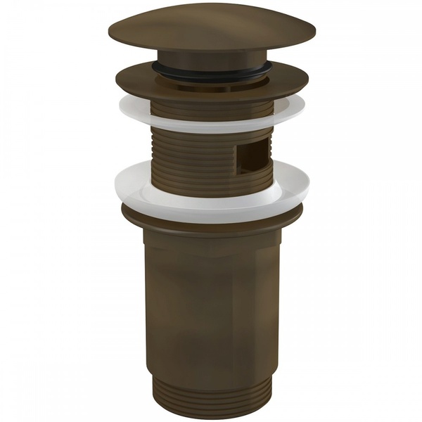 Донный клапан Click-Clack для раковины ALCAPLAST 66мм с переливом латунь 1 1/4" глянцевый бронзовый A392ANTIC