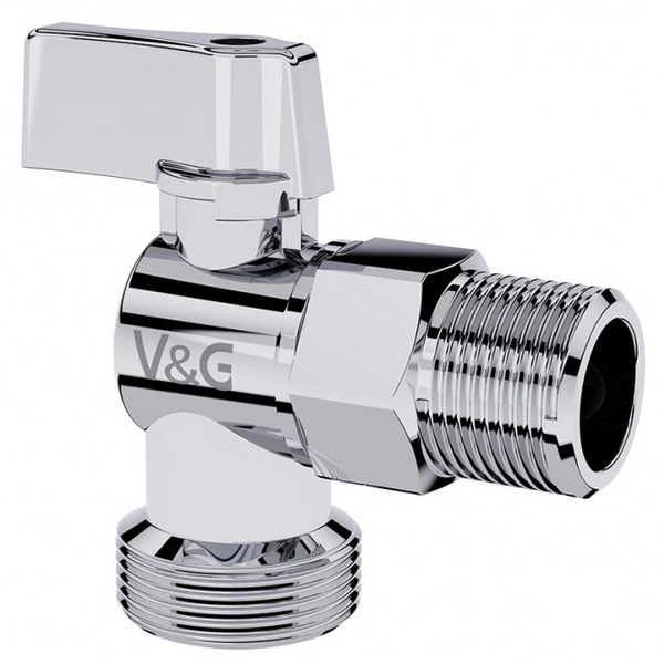 Кран шаровой бытовой V&G VALOGIN угловой 1/2"x3/4" нр-нр SQ-1045319