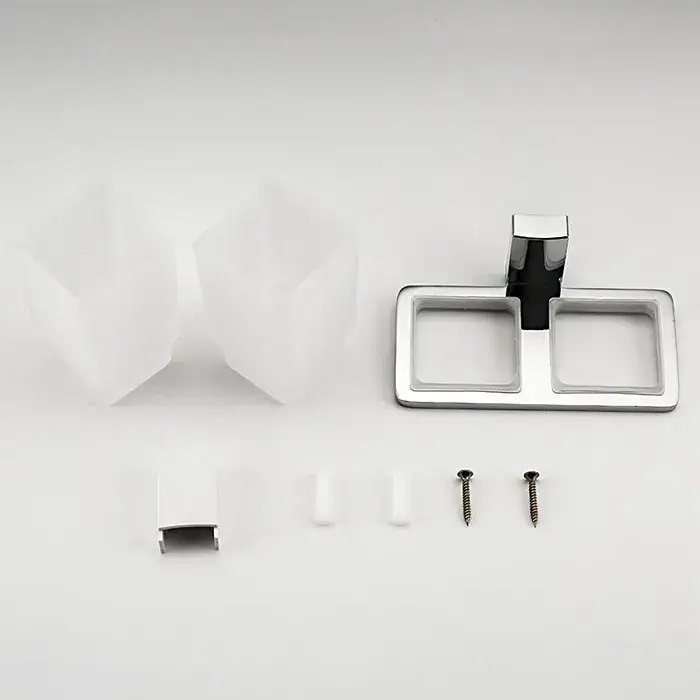 Стакан для зубных щеток FRAP двойной прямоугольный стеклянный хром F1808